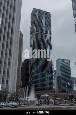 Chicago`s downtown and Millennium Park in late March Stock Photo